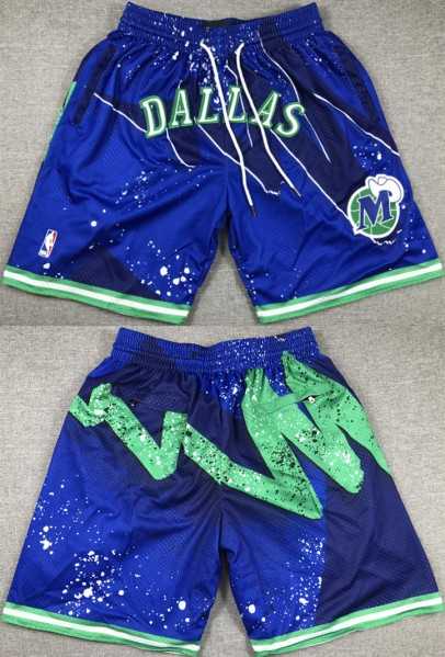 Mens Dallas Mavericks Royal Green Shorts (Run Small)